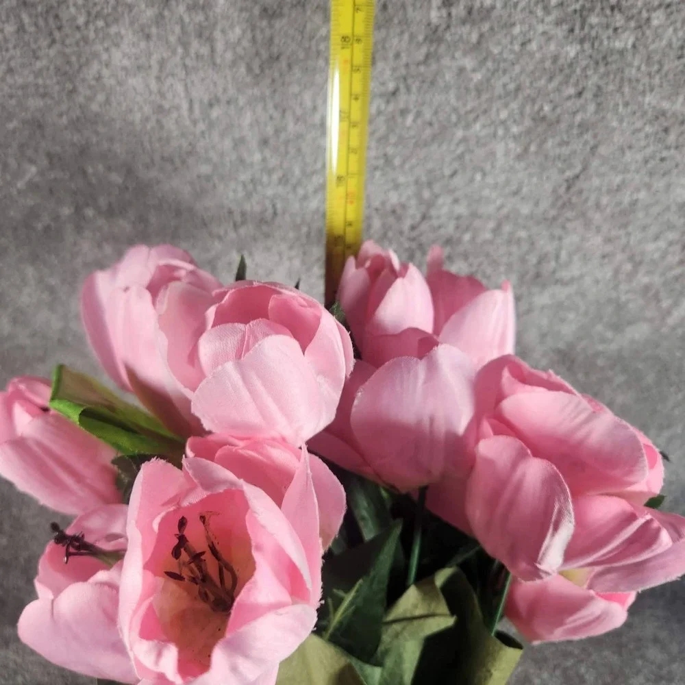 Spring Inspirations Potted Tulip Arrangement Pink Faux Floral Decor OS